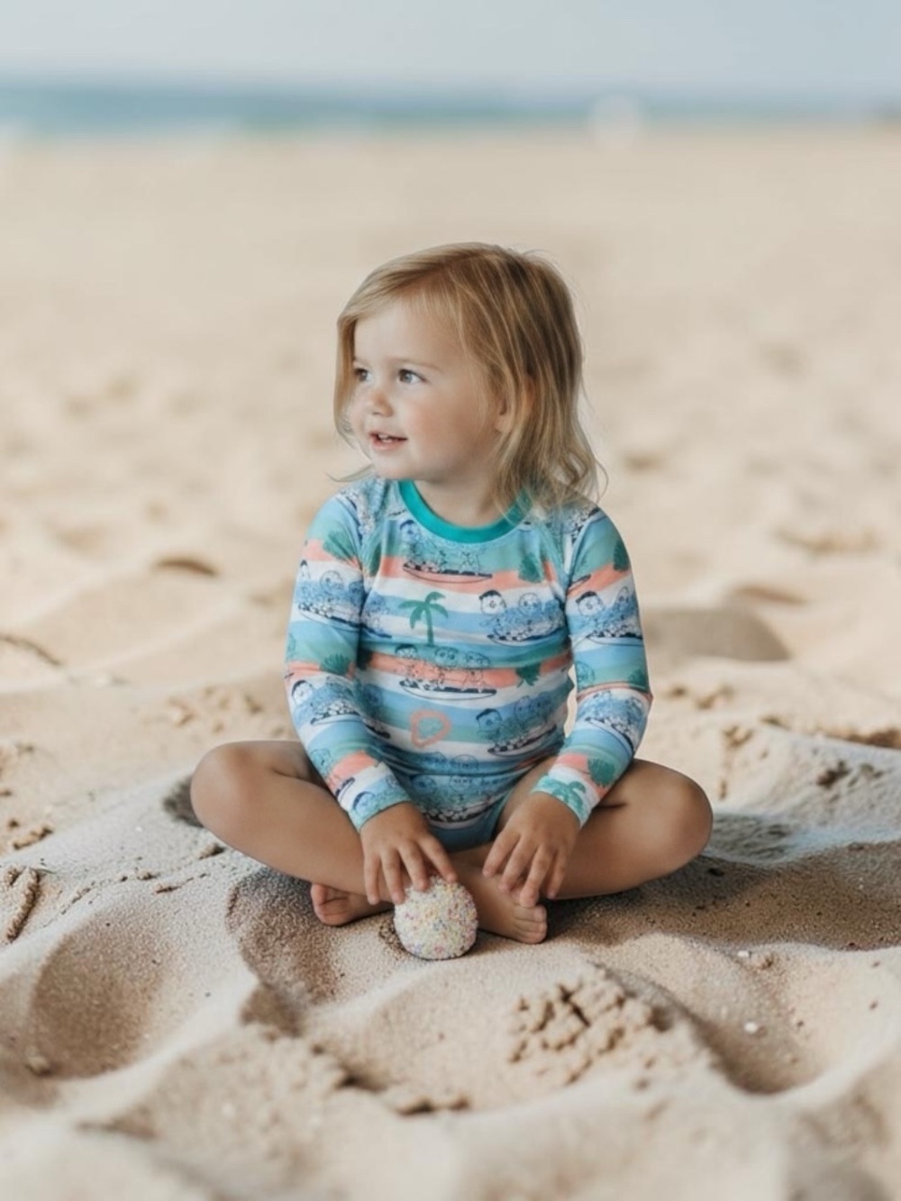 CoComelon' Long-Sleeve Swim Rashguard Character Set in Aqua & Coral Stripe - Picture 14 of 16